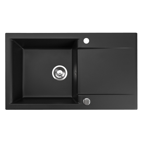 Zlewozmywak granitowy 1 komorowy z ociekaczem Nieste 86 czarny z brokatem